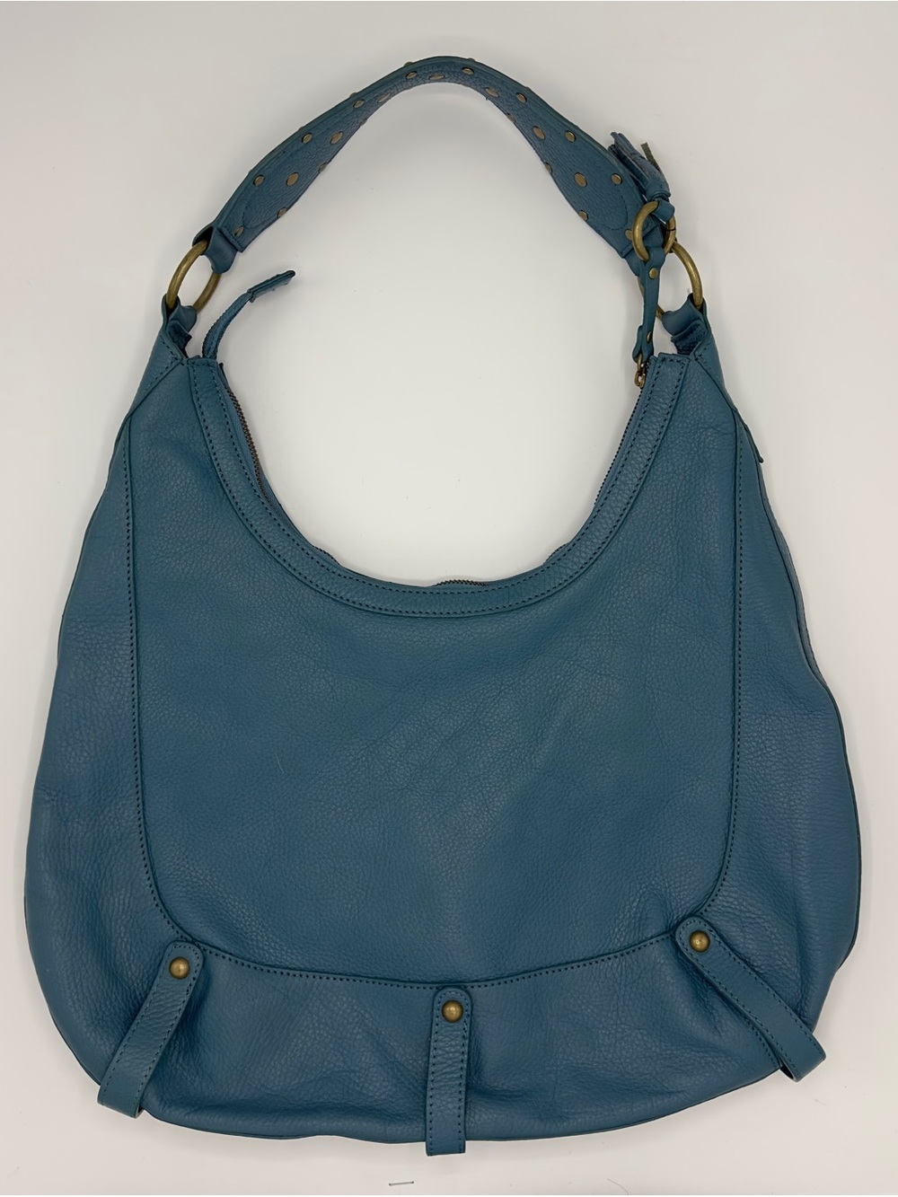Fossil Blue Leather Shoulder Bag Purse Boho Metal Accents SHB1529 - Picture 6 of 12